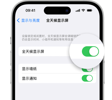 江津苹果15预约维修分享iPhone15如何设置全天候显示屏幕可见 